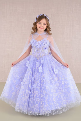 3D Floral Sleeveless Cloak Gown by Elizabeth KGK105