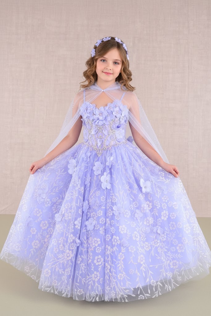 3D Floral Sleeveless Cloak Gown by Elizabeth KGK105
