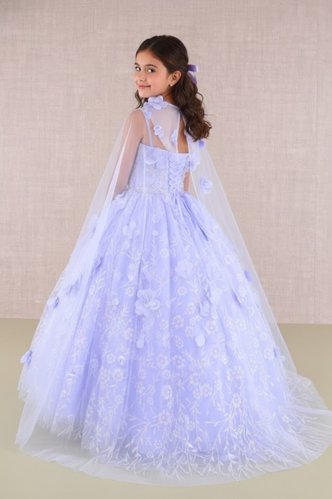 3D Floral Sleeveless Cloak Gown by Elizabeth KGK105