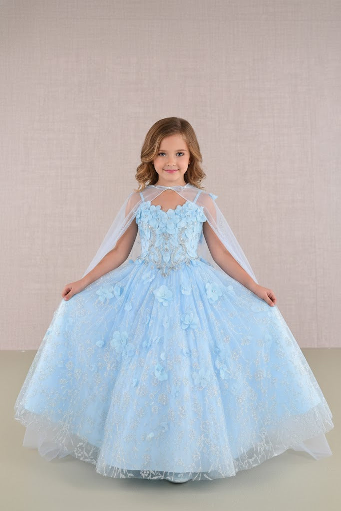 3D Floral Sleeveless Cloak Gown by Elizabeth KGK105