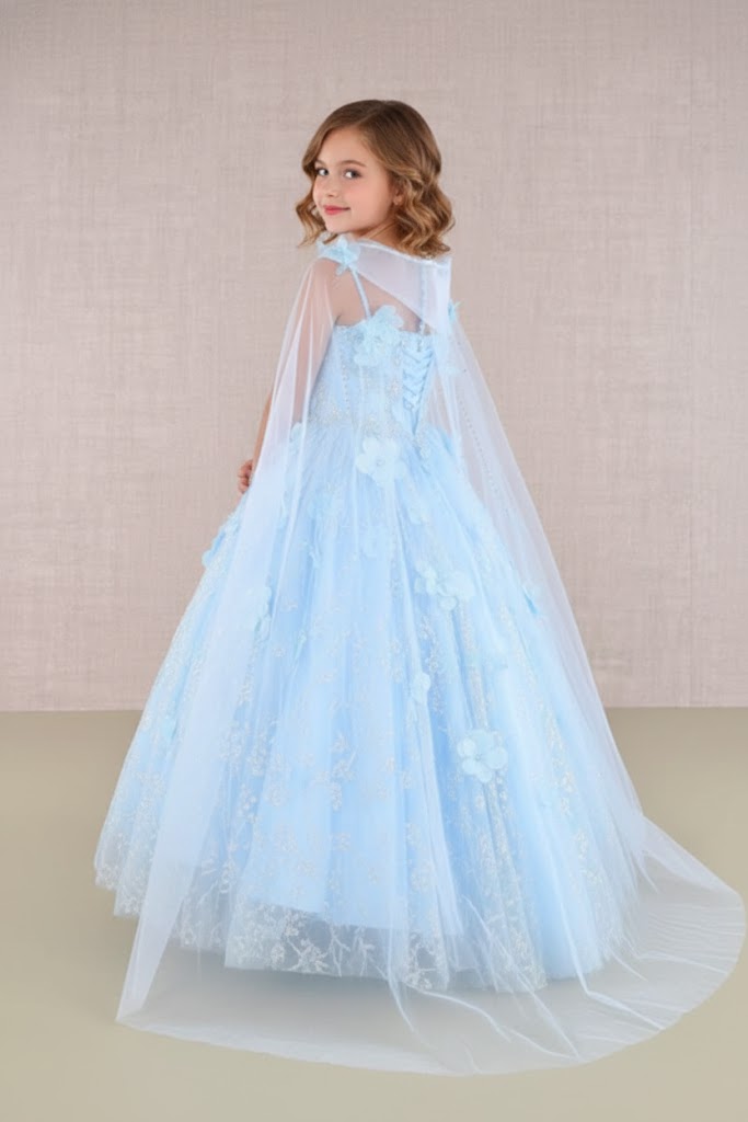 3D Floral Sleeveless Cloak Gown by Elizabeth KGK105