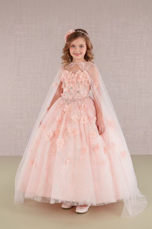 3D Floral Sleeveless Cloak Gown by Elizabeth KGK105