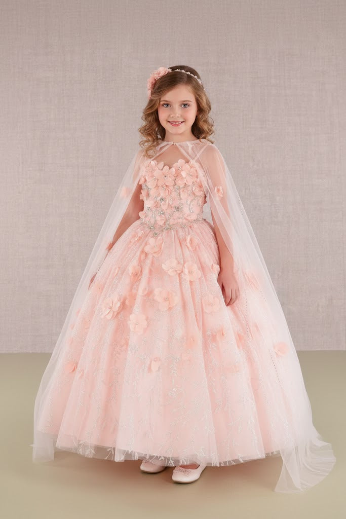 3D Floral Sleeveless Cloak Gown by Elizabeth KGK105