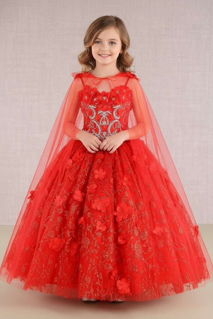 3D Floral Sleeveless Cloak Gown by Elizabeth KGK105