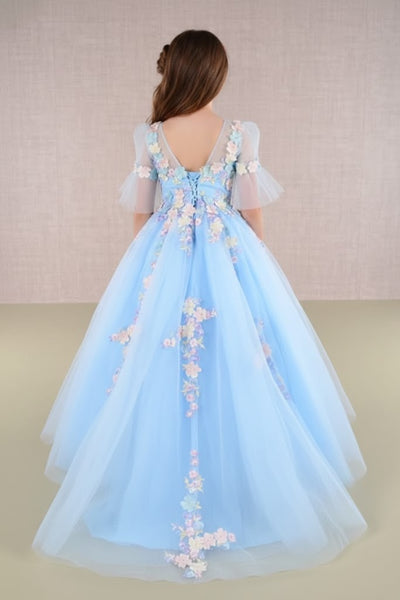 Embroidered Short Sleeve Gown by Elizabeth KGK107