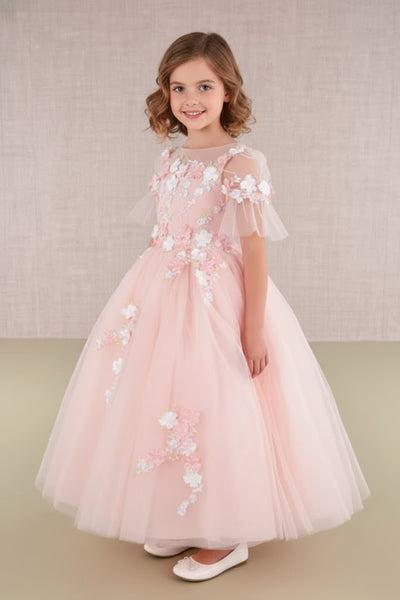 Embroidered Short Sleeve Gown by Elizabeth KGK107