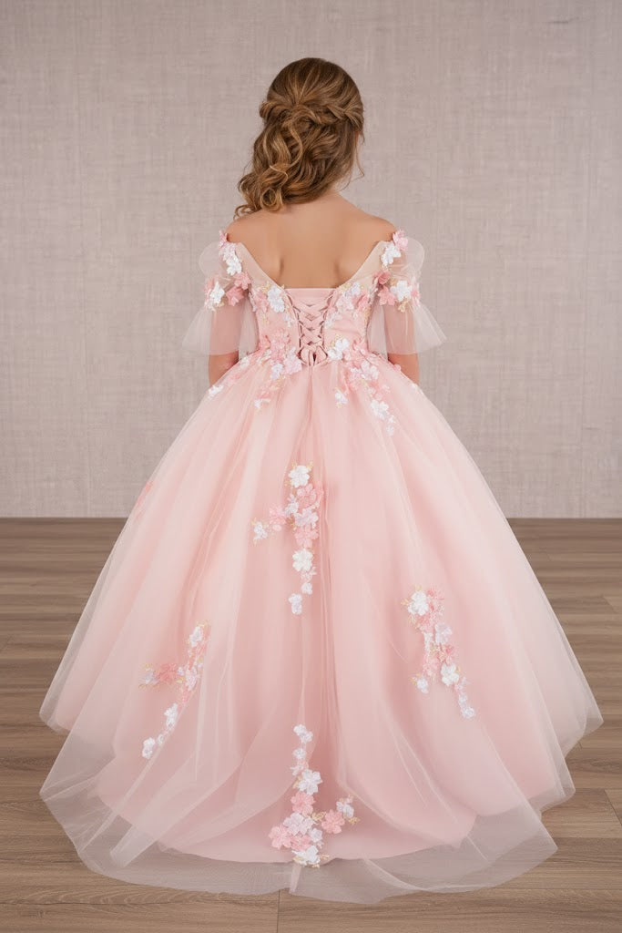 Embroidered Short Sleeve Gown by Elizabeth KGK107