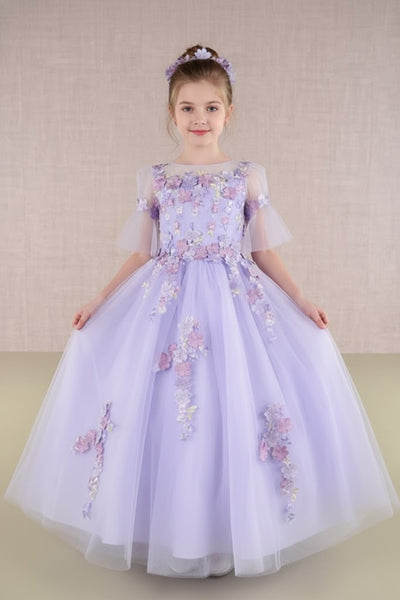 Embroidered Short Sleeve Gown by Elizabeth KGK107