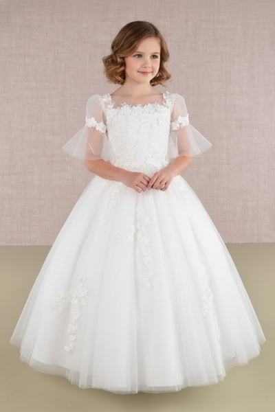 Embroidered Short Sleeve Gown by Elizabeth KGK107