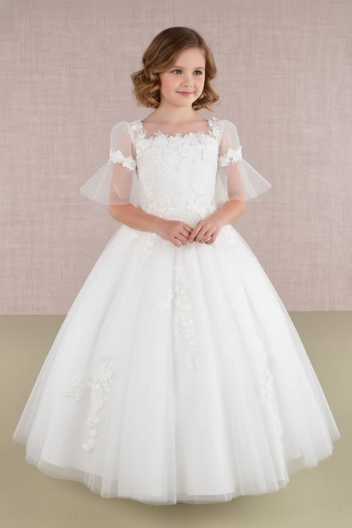 Embroidered Short Sleeve Gown by Elizabeth KGK107