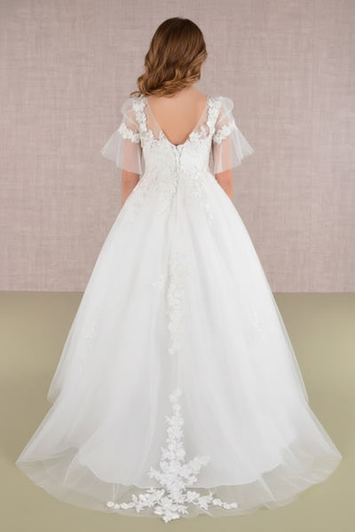 Embroidered Short Sleeve Gown by Elizabeth KGK107