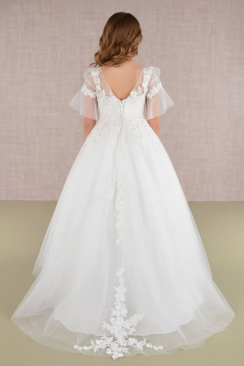 Embroidered Short Sleeve Gown by Elizabeth KGK107
