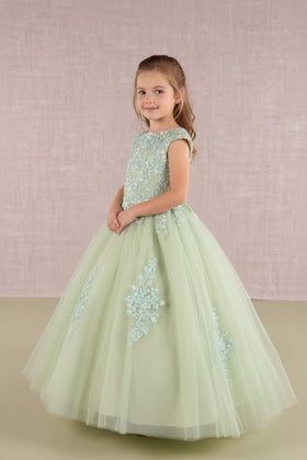 Embroidered Cap Sleeve Gown by Elizabeth KGK108