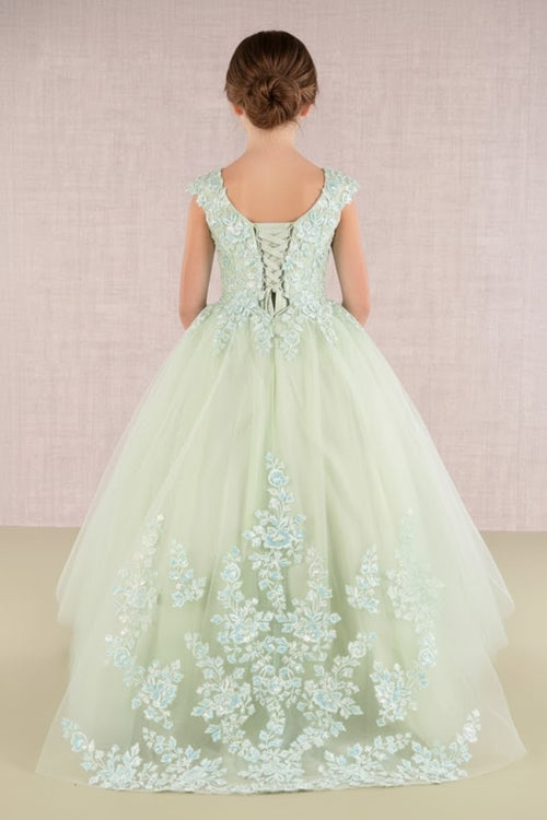 Embroidered Cap Sleeve Gown by Elizabeth KGK108