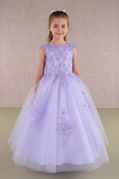 Embroidered Cap Sleeve Gown by Elizabeth KGK108