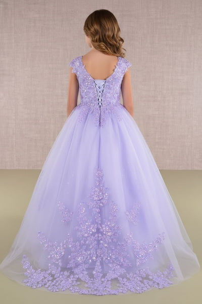 Embroidered Cap Sleeve Gown by Elizabeth KGK108