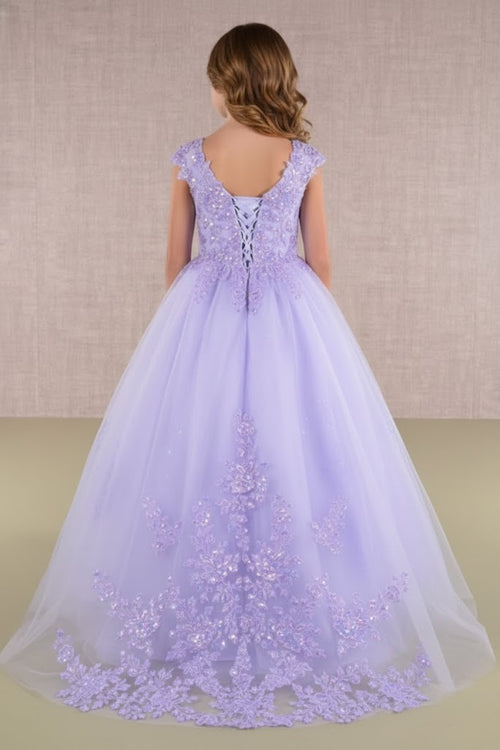 Embroidered Cap Sleeve Gown by Elizabeth KGK108