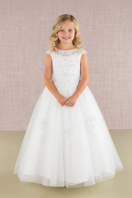 Embroidered Cap Sleeve Gown by Elizabeth KGK108