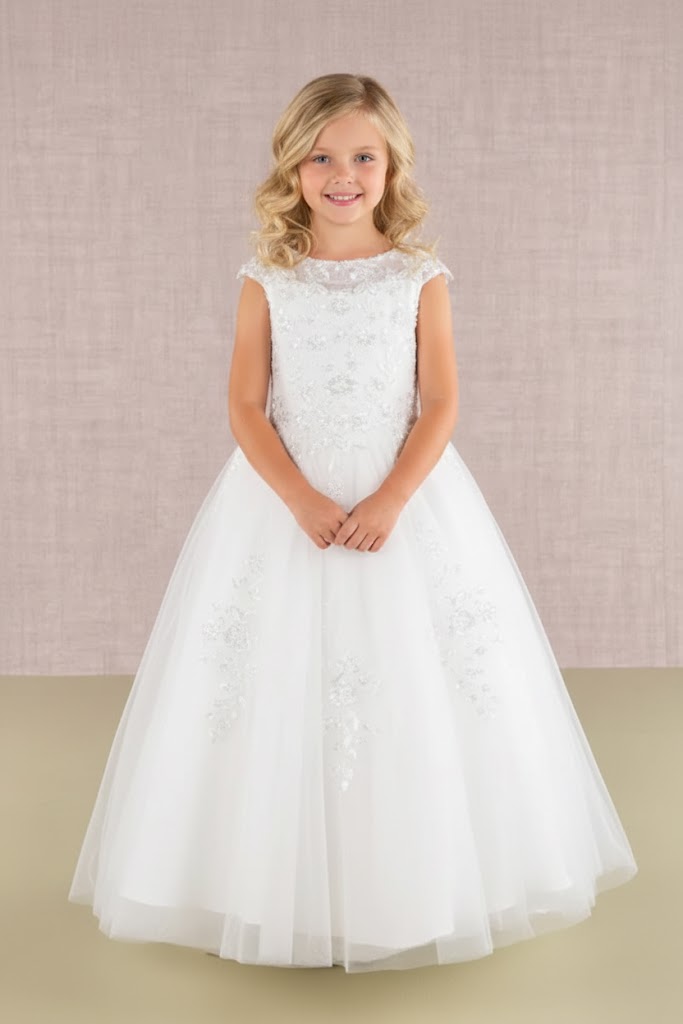 Embroidered Cap Sleeve Gown by Elizabeth KGK108
