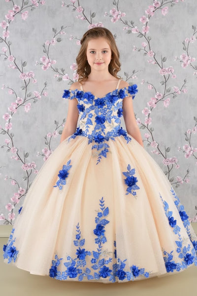 GK115 Girls 3D Floral Gown by Elizabeth KGK115