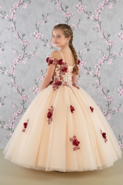 GK115 Girls 3D Floral Gown by Elizabeth KGK115