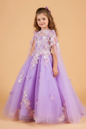 Girls 3D Floral Cape Gown by Elizabeth KGK119