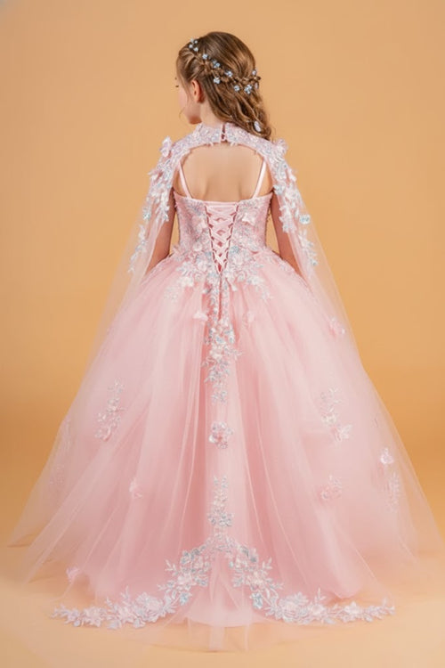 Girls 3D Floral Cape Gown by Elizabeth KGK119