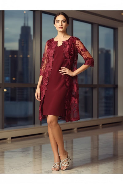Eva USA 3351 Lace 3/4 Sleeve Mother of the Bride Dress
