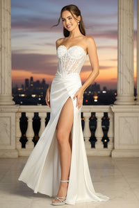 Adora Design 3161 Strapless Satin Corset Long Bridal Wedding Dress