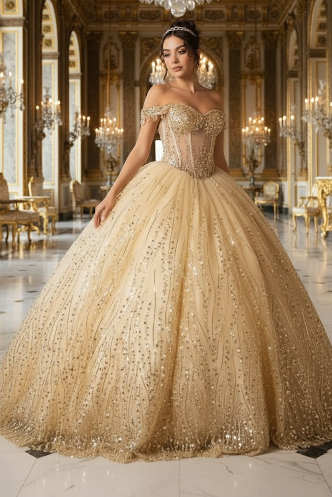 Sweet 16 Birthday Party Dress in RoseGold by LK264 Ball Gown