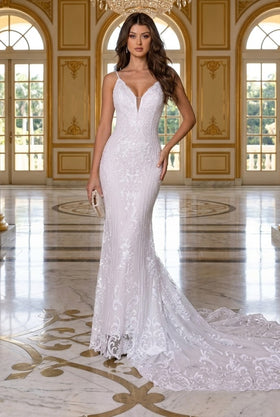 Primavera Couture 11106 Long Bridal Fitted Lace Wedding Dress