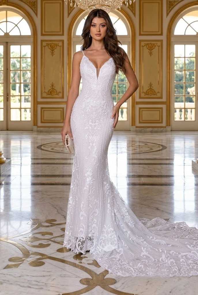 Primavera Couture 11106 Long Bridal Fitted Lace Wedding Dress