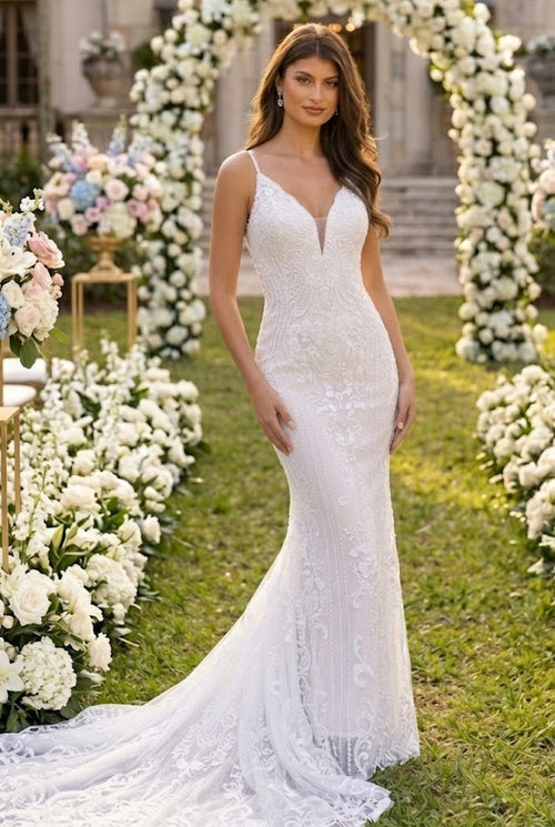 Primavera Couture 11106 Long Bridal Fitted Lace Wedding Dress