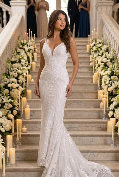 Primavera Couture 11106 Long Bridal Fitted Lace Wedding Dress