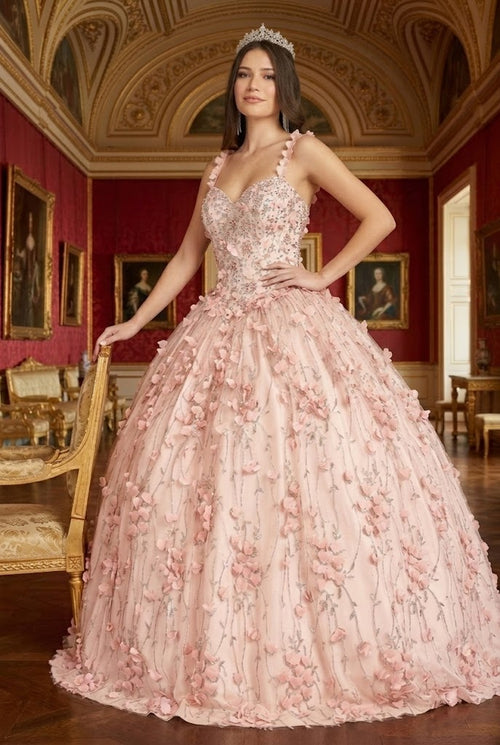 Blush Quinceanera Dress 3D Applique Sleeveless Ball Gown by Elizabeth K GL1959