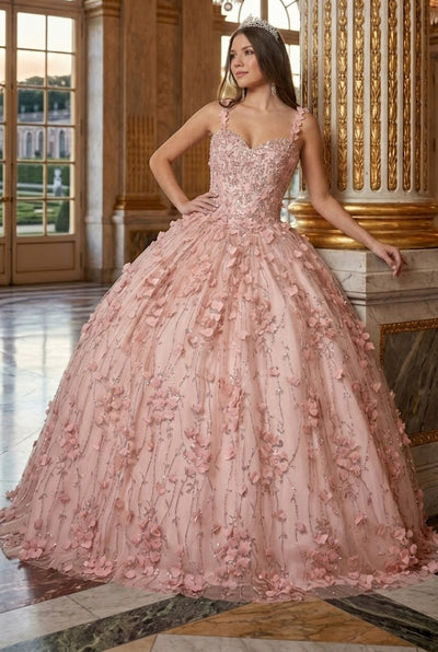 Blush Quinceanera Dress 3D Applique Sleeveless Ball Gown by Elizabeth K GL1959