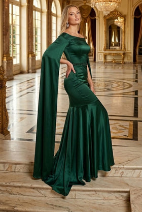 Christmas Dress Green Matte Satin Holiday Party