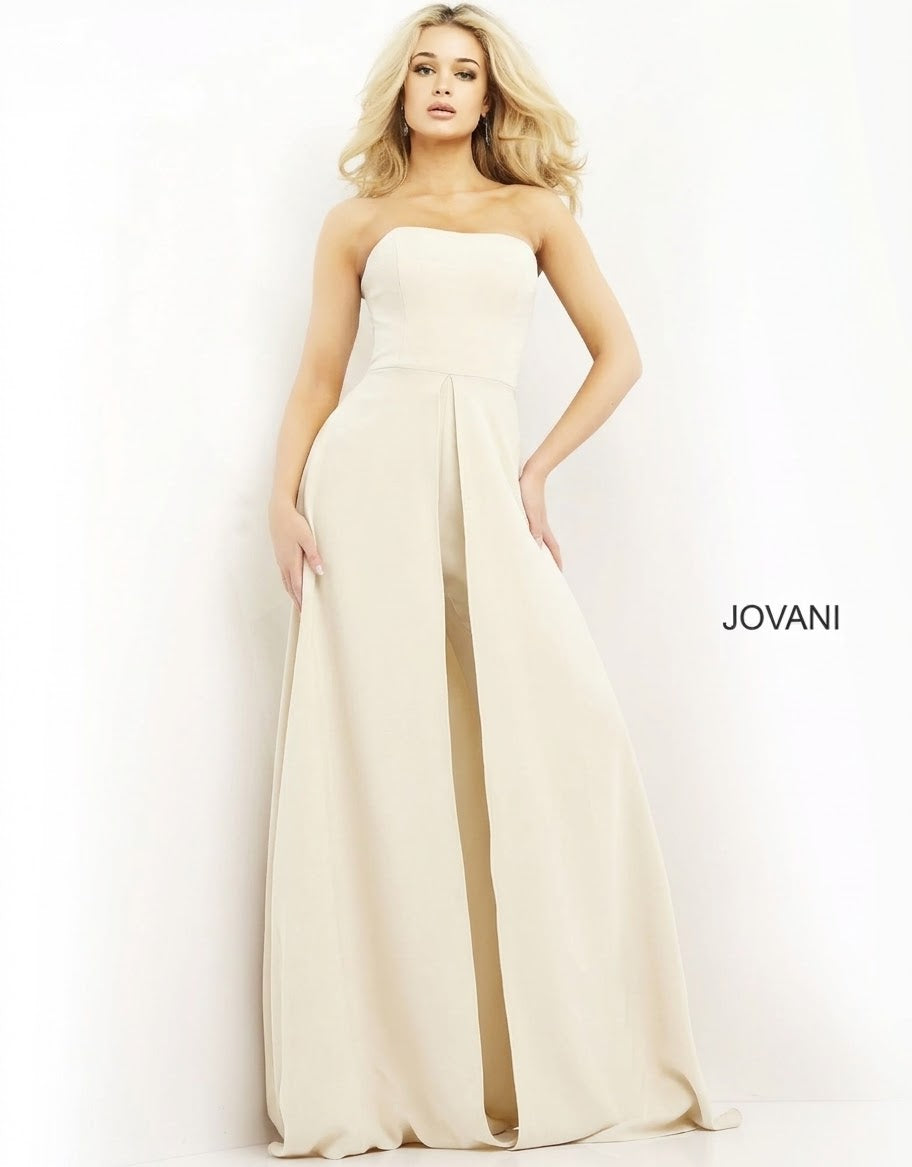 Jovani 03529 Strapless Wide Leg Formal Jumpsuit