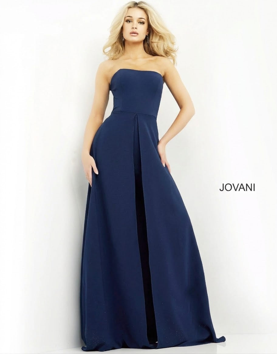 Jovani 03529 Strapless Wide Leg Formal Jumpsuit