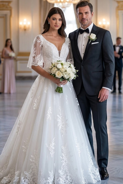 Primavera Couture 11134 Long Bridal A-Line Lace Applique Wedding Dress
