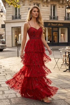 Primavera Couture 4341 Long Formal A-Line Prom Layered Dress
