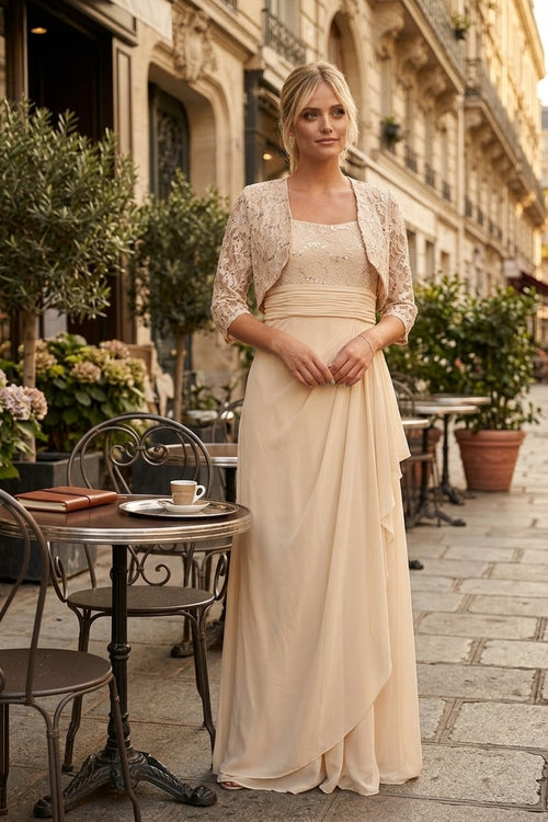 Eva USA 3094 Long Mother Of The Bride Lace Chiffon Jacket Dress