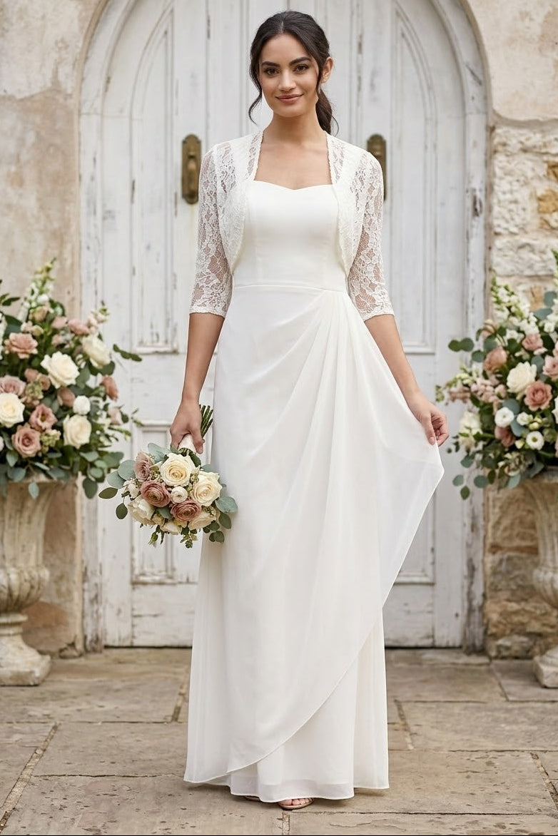 Eva USA 3094 Square Neck Pleated Long Bridal Gown
