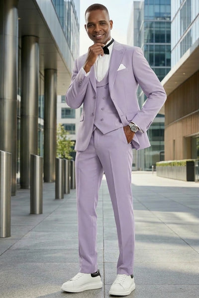 Three Piece Lavender Groomsmen Suit for Men & Boys - Perfect for Weddings