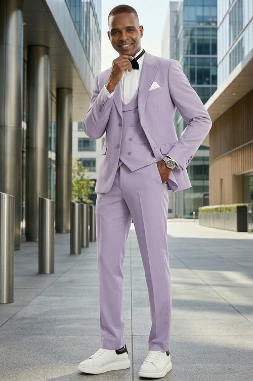 Three Piece Lavender Groomsmen Suit for Men & Boys - Perfect for Weddings