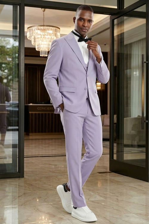 Three Piece Lavender Groomsmen Suit for Men & Boys - Perfect for Weddings