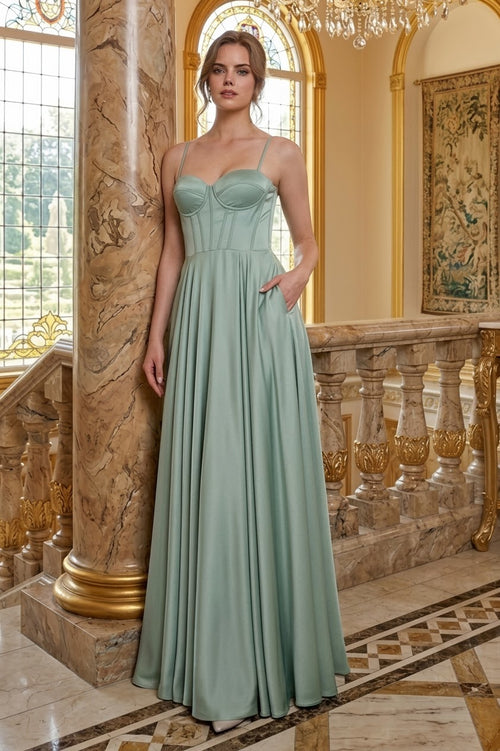 Adora Design 3301 Chiffon Lace-Up Corset A-Line Long Prom Dress