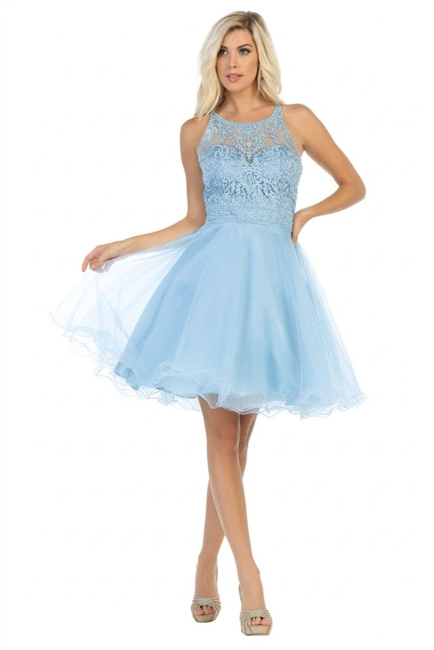 A-line Round Neck Fit & Flare Homecoming Dress Graduation Hoco Outfit