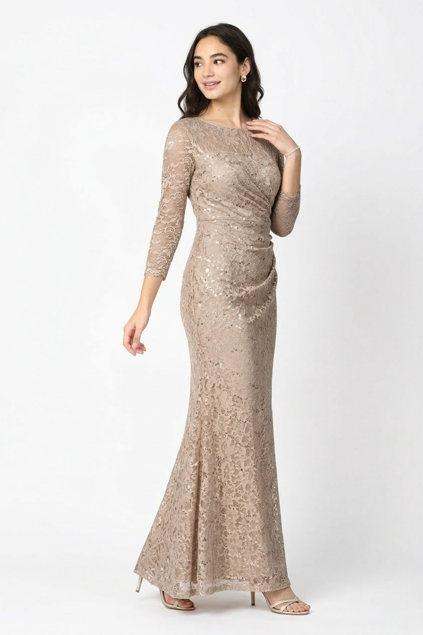 Clearance Champagne Size 4XL Mother of the Bride Long Fully Lined Evening Dress By Eva USA 3397