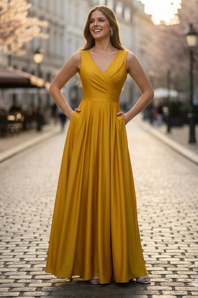Plum Bridesmaid Dresses-Inexpensive Lenovia 5242 A-line Shiny Long